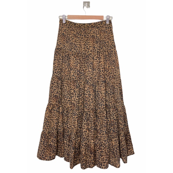 Laurence Bras Leopard Print Tiered Wool Skirt 0/XS - Picture 2 of 5